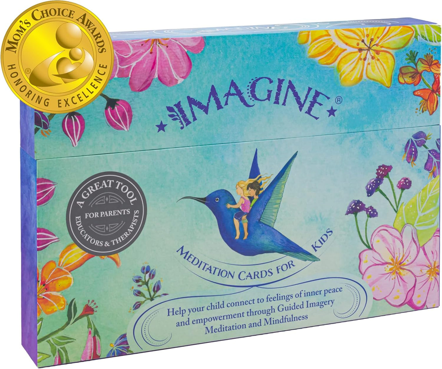 Imagine Meditation Cards for Kids - Award-Winning Mindfulness kit of XL Cards with Calming Guided Meditations for Empowerment, Focus and Relaxation. Great for Parents, Teachers and Therapists.